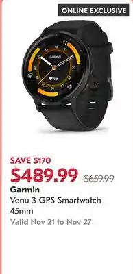 Shoppers Drug Mart Venu 3 GPS Smartwatch 45mm offer