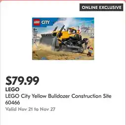 Shoppers Drug Mart LEGO City Yellow Bulldozer Construction Site 60466 offer