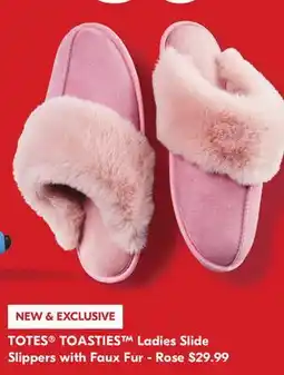 Shoppers Drug Mart TOTES TOASTIES Ladies Slide Slippers with Faux Fur - Rose offer