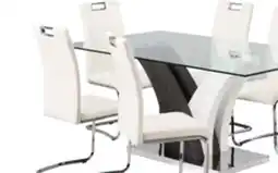 The Brick Tuxedo 7pc Dining Set with Table & 6 Chairs, Glass Top, Pedestal Base, 72W - Grey offer