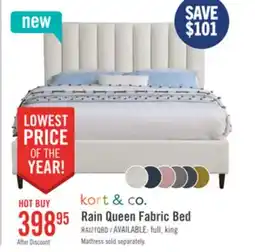 The Brick Kort & Co. Rain Upholstered Platform Bed in Taupe Fabric, Tufted - Queen Size offer