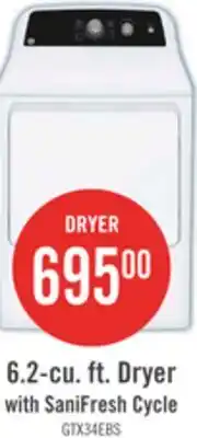 The Brick GE 6.2 Cu. Ft. Electric Dryer with SaniFresh Cycle - White - GTX34EBMRWS offer