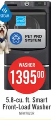 The Brick Maytag 5.8 Cu. Ft. Pet Pro Smart Front-Load Washer - White - MFW7020RW offer