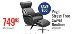 The Brick Vega 29.5 Faux Leather Stress Free Swivel Reclining Chair with Footrest and Aluminum Legs - Grey offer