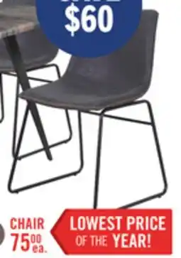 The Brick Tess Dining Chair with Leather-Look Fabric, Metal - Grey offer