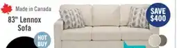 The Brick Made in Canada Lennox 83 Chenille Fabric Sofa with Reversible Cushions and Accent Pillows - Taupe offer