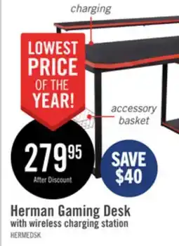 The Brick Herman 50 Gaming Office Desk - Black with Red Trim offer