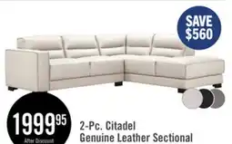 The Brick Citadel 2-Piece Right-Facing Top-Grain Genuine Leather Sectional with Wood Legs - Frost White offer