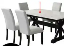 The Brick Verona 7pc Dining Set with Table & 6 Chairs, Culture Marbled Top, Trestle Base, 70W - White offer
