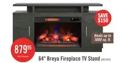 The Brick Breya 64 Modern Electric Fireplace TV Stand with Storage & USB Charging for TVs up to 70- Grey offer