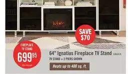 The Brick Ignatius 64 Modern Electric Fireplace TV Stand with Storage & Cable Management for TVs up to 70 offer