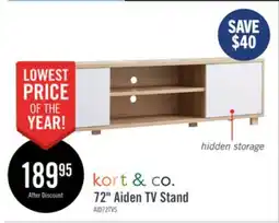 The Brick Kort & Co. Aiden 72 TV Stand with Storage and Cable Management for TVs up to 80- Natural and White offer