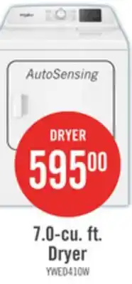 The Brick Whirlpool 29 7.0 Cu. Ft. Electric Dryer with AutoSensing - YWED4105SW offer