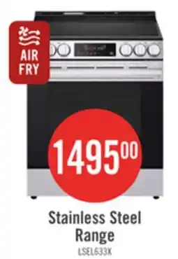 The Brick LG 6.3 Cu. Ft Smart Electric Range with EasyClean - Smudge Resistant Stainless Steel - LSEL6333XE offer
