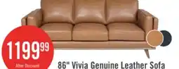 The Brick Vivia 86 Genuine Leather Sofa with Removable Seat Cushions and Wood Base - Caramel Brown offer