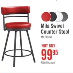 The Brick Mila Counter Stool with Swivel Seat, Vegan Leather Fabric, Metal - Red offer