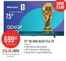The Brick HISENSE 75 QD6QF QLED 4K UHD Smart Fire TV (75QD6QF) offer
