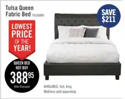 The Brick Tulsa Upholstered Platform Bed in Grey Vegan-Leather Fabric, Button Tufted - Queen Size offer