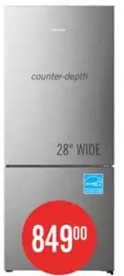 The Brick Hisense 27.7 14.7 Cu. Ft. Bottom-Mount Refrigerator - Titanium - RB15A2CSE offer