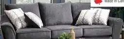 The Brick Made in Canada Febe 100 Chenille Fabric Sofa with Flared Arms and Accent Pillows - Charcoal Grey offer