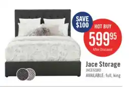 The Brick Jace Upholstered Storage Platform Bed in Grey Fabric, Tufted - Queen Size offer