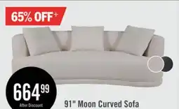 The Brick Moon 91 Fabric Curved Sofa with Accent Pillows - Wooly Raven Black offer