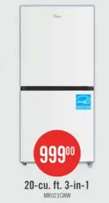 The Brick Midea 20 Cu. Ft. 3-in-1 Convertible Refrigerator-Freezer - White - MRU21C7BWW offer