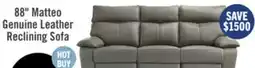 The Brick Matteo 88 Genuine Leather Reclining Sofa - Aviarah Grey offer