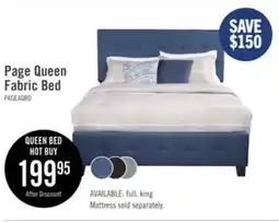 The Brick Page Upholstered Bed in Blue Linen-Look Fabric, Button Tufted - Queen Size offer