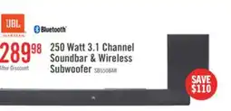 The Brick JBL Cinema SB550 3.1 Channel 250W Soundbar with Wireless Subwoofer (JBLSB550BLKAM) offer