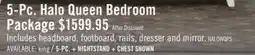 The Brick Halo 5pc Bedroom Set with Bed, Dresser & Mirror, LED, Glam, White - Queen Size offer