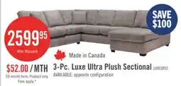 The Brick Made in Canada Luxe 3-Piece Right-Facing Fabric Sectional with Removable Cushions - Zaftig Dove Grey offer