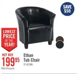 The Brick Ethan 31 Faux Leather Tub-Style Accent Chair with Wood Legs - Black offer