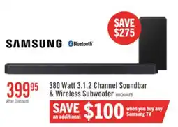 The Brick SAMSUNG Q-Series 3.1.2 Channel Soundbar with Wireless Subwoofer (HW-Q600F/ZC) offer