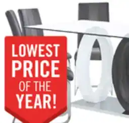 The Brick Jaye 7pc Dining Set with Table & 6 Chairs, Glass Top, Pedestal Base, 63W - Grey & White offer