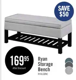 The Brick Ryan 43.5 Storage Bench with Bottom Shelf - Light Grey offer