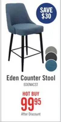 The Brick Eden Counter-Height Stool with Linen-Look Fabric, Metal - Blue offer