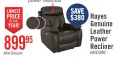 The Brick Hayes 38 Genuine Leather Power Reclining Chairs with Adjustable Headrest - Brown offer
