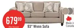 The Brick Made in Canada Wynn 93 Chenille Fabric Sofa with Nailhead Trim and Wood Bun Legs - Taupe offer