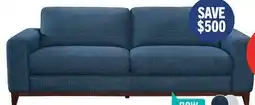 The Brick River 87 Linen-Look Fabric Sofa with Wood Base and Legs - Blue offer