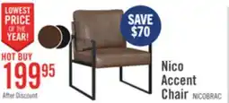 The Brick Nico 24.75 Faux Leather Accent Chair with Metal Legs - Brown offer