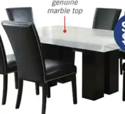 The Brick Cami 7pc Dining Set with Table & 6 Black Chairs, Genuine Marble Top, 70W offer