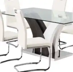 The Brick Tuxedo 7pc Dining Set with Table & 6 Chairs, Glass Top, Pedestal Base, 72W - White offer