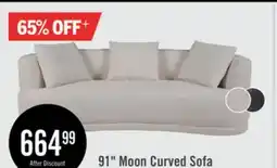 The Brick Moon 91 Fabric Curved Sofa with Accent Pillows - Wooly Almond White offer