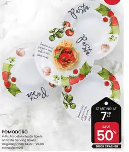 Stokes POMODORO 4-Pc Porcelain Pasta Bowls or Pasta Serving Bowls offer