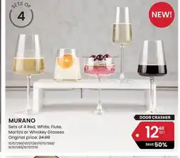 Stokes MURANO Sets of 4 Red, White, Flute, Martini or Whiskey Glasses offer