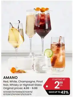 Stokes AMANO Red, White, Champagne, Pinot Noir, Whisky or Highball Glass offer