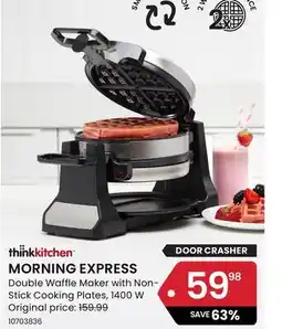 Stokes MORNING EXPRESS Double Waffle Maker with Non- Stick Cooking Plates offer