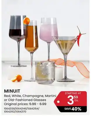 Stokes MINUIT Red, White, Champagne, Martini or Old-Fashioned Glasses offer
