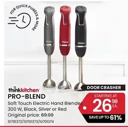 Stokes Pro Blend Soft Touch Electric Hand Blender, 300 W, Black, Silver or Red offer